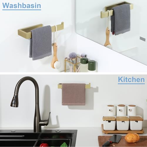 Bathroom Hand Towel Holder (Brushed Gold)