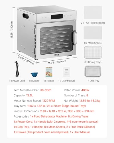 Food Dehydrator Machine (8-Trays/400W)