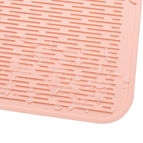 Silicone Dish Drying Mat for Multiple Usage (Pink / 32"L x 18"W)