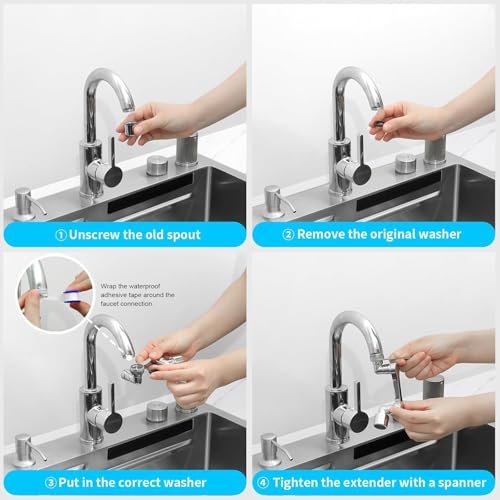 1080° Swivel Faucet Extender (Brass - 1 Pack / 1080-1Mode)