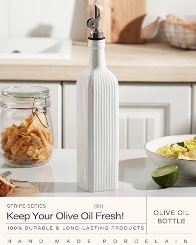 18 oz Olive Oil Dispenser Bottle for Kitchen (White)