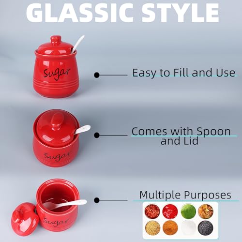 12oz Ceramic Sugar Bowl with Lid and Spoon