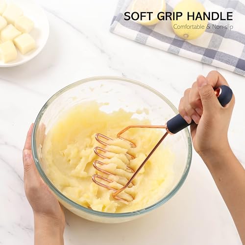 Kitchen Gadget Set Copper Plated Stainless Steel Utensils with Soft Touch Handles (10 Pieces / Copper Navy)
