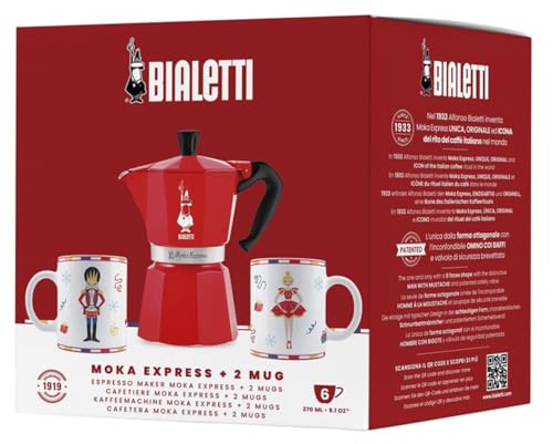 Moka Express Iconic Italian Stovetop Espresso Maker (6 Cups / Ltd. Ed. Nutcracker Bundle)