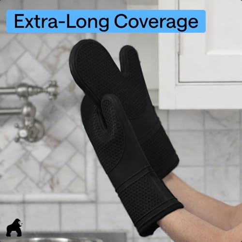 Silicone Oven Mitts (Black / 12.5" Oven Mitts)
