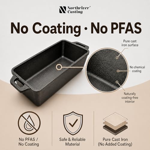 9×5 Inch Cast Iron Loaf Pan with Lid