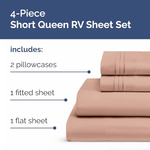 Short Queen Size 4 Piece Bed Sheet Set (34 - Mauve / Short Queen)