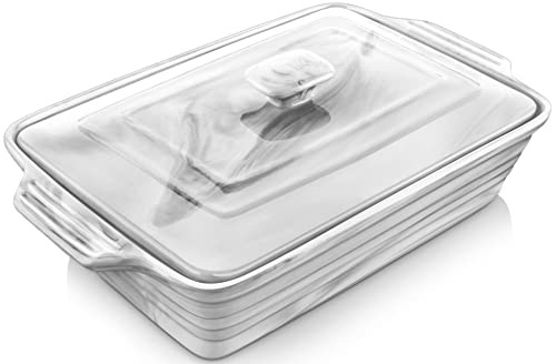 4.4 Qt Large Casserole Dish with Lid (4.4 QT - Marble Grey)