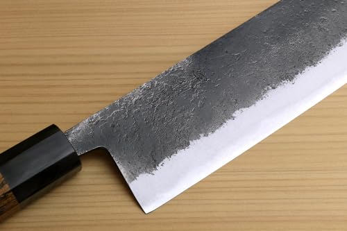 Nashiji High Carbon White Steel #2 Japanese Nakiri Vegetable Knife with Cocobolo Wood Handle (6.5'' (165mm) & No Saya)