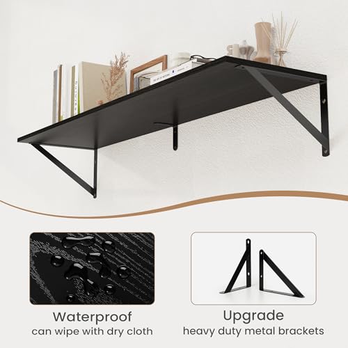 Black Deep Floating Shelves for Wall
