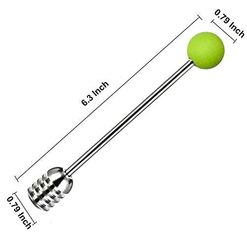 Stainless Steel Honey Dipper Stick 6.3 Inch Honey Wand Server for Honey Pot Dispense Drizzle Honey (1 Pcs Green)