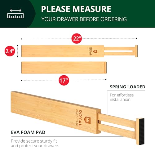 Bamboo Drawer Dividers Organizers (Large (up to 22") / Natural)