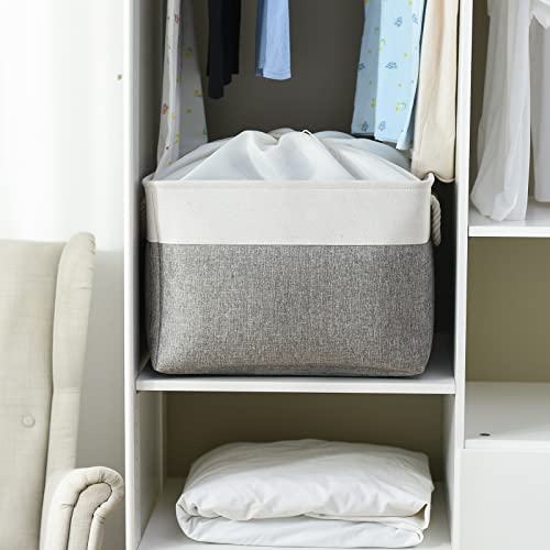Storage Bins Baskets for Organizing (White&Grey / 3PCS/Extra Jumbo - 20.5Lx15.7Wx13.8H)