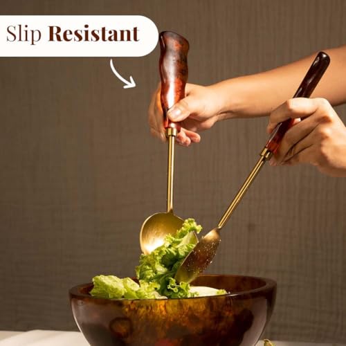 Resin Metal Salad Servers (12 x 3 inches / Brownish Hue)