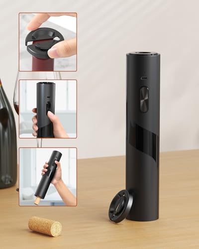 Electric Wine Bottle Opener Set Rechargeable 6 (Premium Black / Electric Wine Aerator Set)