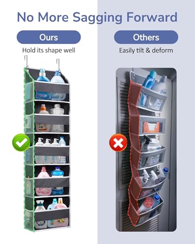 1 Pack Over Door Organizer with 5 Large and 10 Mesh Side Pockets (Dark Grey / 1 Pack-5 Tier)