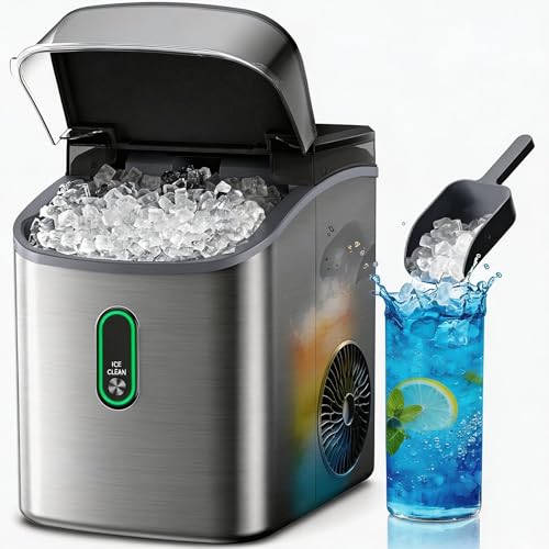 Nugget Ice Maker Countertop (Stainless Steel Silver / 33 lbs)