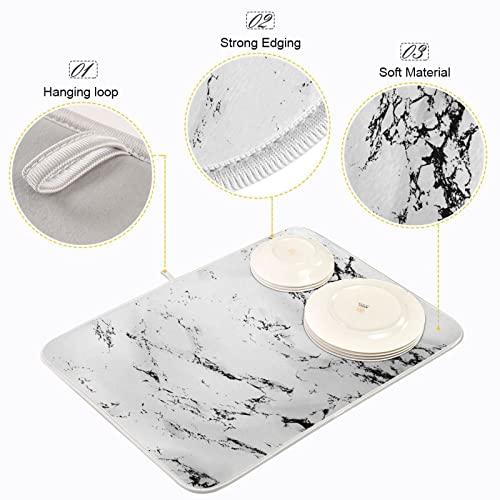 Super Absorbent Dish Drying Mat (White Marble / 18" x 24")