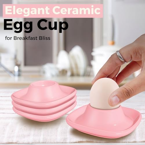 Soft Boiled Egg Cups (4 Pack / Square Style, Pink)