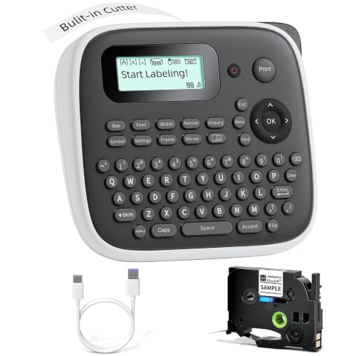 D210S Label Maker Machine with Tape (Gray)