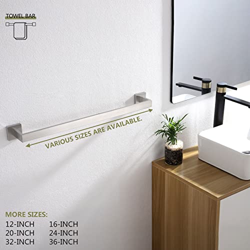 24 Inch Single Towel Bar (Brushed Steel / 24-Inch)