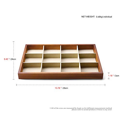 Solid Wood Jewelry Tray (Creamy-white 12 grid tray)