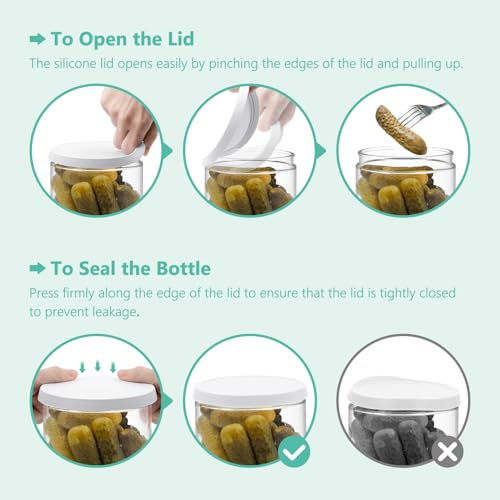 Glass Pickle Container with Strainer (White / 45oz*1pc)