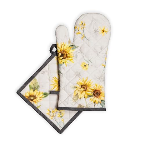 100% Cotton Oven Mitt & Pot Holder Set (057 - Candice / 7.5" x 13" & 8" x 8" (Oven Mitt & Pot Holder))