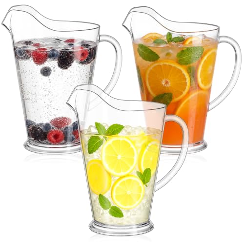 Tessco 3 Pcs Plastic Pitchers 60 Oz Clear Water Beer Jug Large (Stylish)