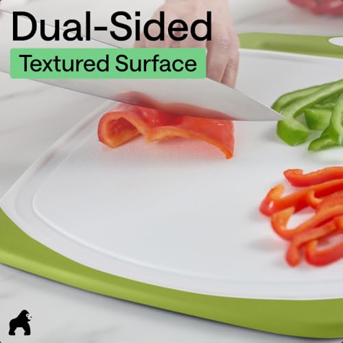 BPA Free Reversible Kitchen Cutting Board (Lime/White / Large (Pack of 3))