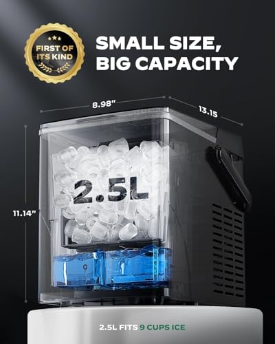 Countertop Ice Maker with 2.5L Expandable Ice Basket (Black with Expandable Ice Basket / 26.5 lbs)