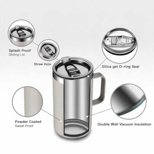 20 oz Insulated Coffee Mug (Khaki / 20 ounces (1 pack))