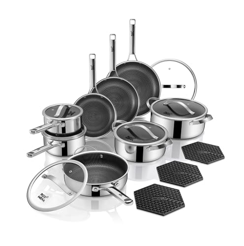 Pots and Pans Set Hybrid Stainless Steel (17 PC)