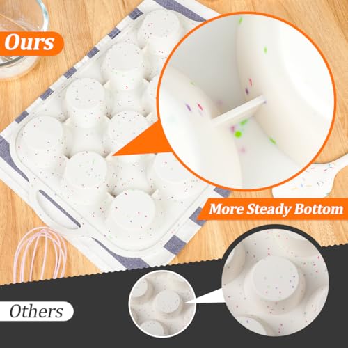 Silicone Muffin Pans for Baking with Metal Framed (Creamy Confetti / 12-Cup Regular)
