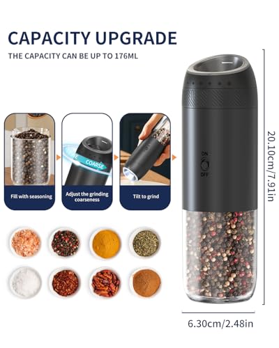 Rechargeable Salt and Pepper Grinder Set (Classic Black)