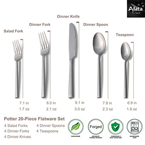 Potter 20 Piece Forged Silverware Set (Satin-Silver / 20 pieces for 4)