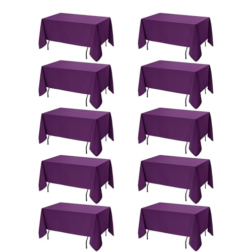 10 Pack Purple Tablecloths for Rectangle Tables (Purple / 60x120 In, 10 Pack)