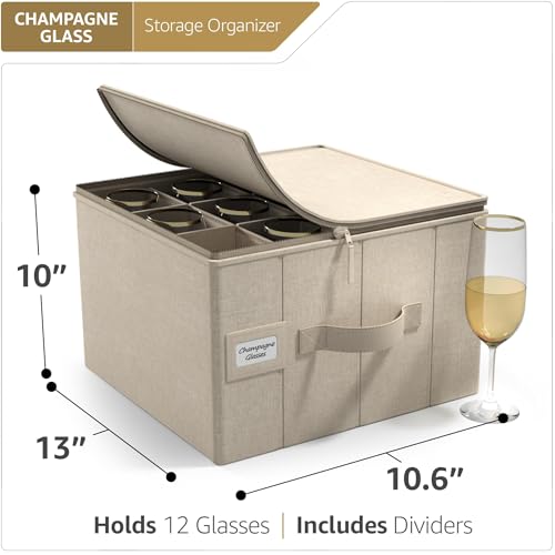 Champagne Flute Storage Box (Beige / Flute Glass Storage)