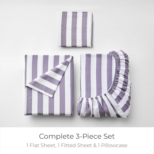 Iconic 3 Piece Sheet Set (3395 Oxford Stripe Hazy Lilac / Twin XL)