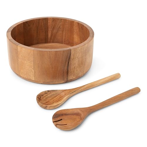 Wooden Salad Bowl Set with Serving Utensils Eco