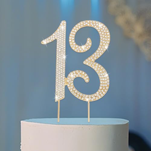 13th Birthday Cake Topper Gold Number 13 Cake Decorations for Birthday Party Anniversary Decoration (13)