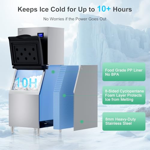 Commercial Ice Maker (Silver / 29"D x 22"W x 66"H)