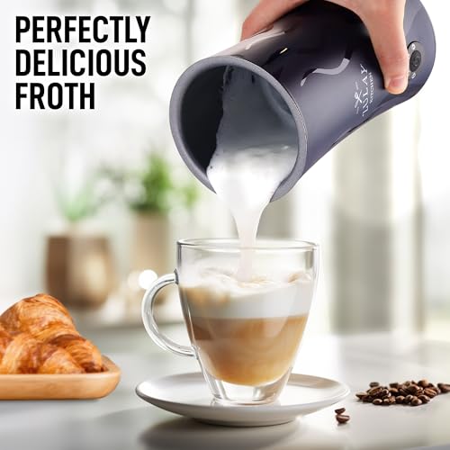 Zulay 4-in-1 Milk Frother and Steamer - Automatic Hot and Cold Foam Maker with Auto Shut Off & Temperature Control for Coffee, Latte, Cappuccino, Hot Chocolate - Navy (Ventus Navy / Frother Steamer)