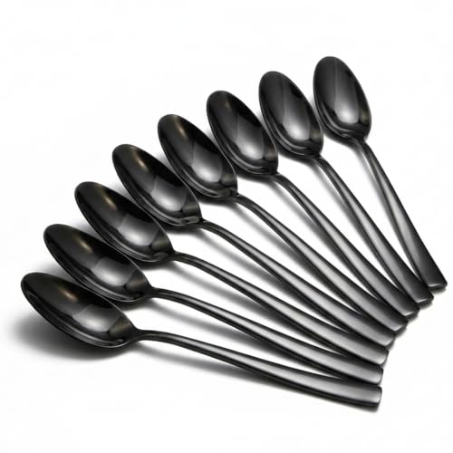 8 Piece Black Spoons Set (Black / 7 Inch)