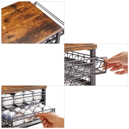 2 Tie Coffee Pod Drawer for Nespresso Vertuo Pods (80 Pods Nespresso / Rustic Brown)
