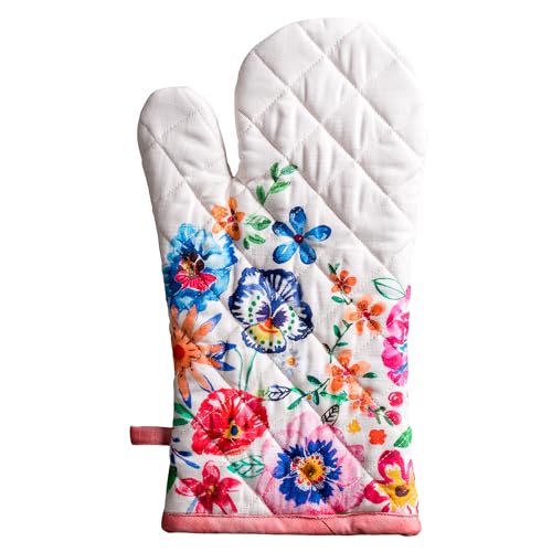 Maison d'Hermine Oven Gloves 100% Cotton Oven Mitt (052 - Happy Florals - High Summer / 7.5" x 13" (Oven Mitt))