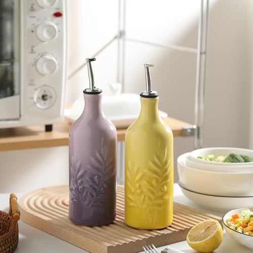 Sweejar Ceramic Olive Oil Dispenser Bottle (Gradient Purple / 20 oz, Set of 1)
