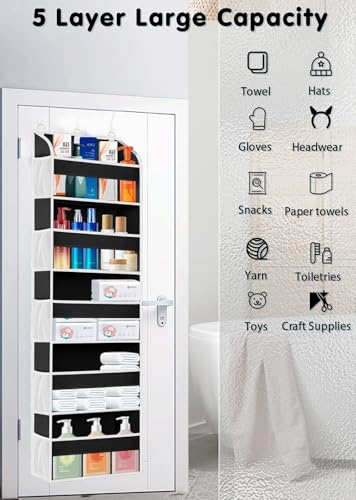 2 Pack Over the Door Storage Organizer (2 Pack / Black)