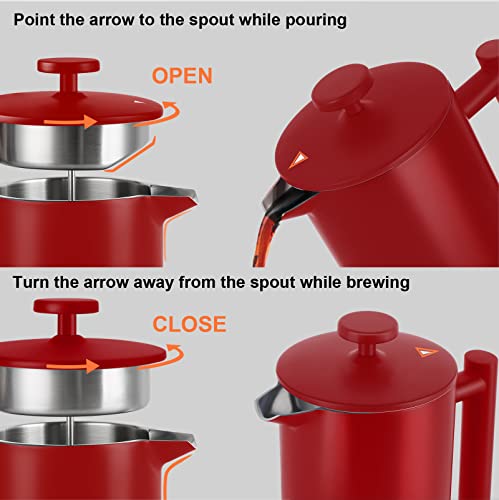 French Press Coffee Maker (Red / 34 oz)