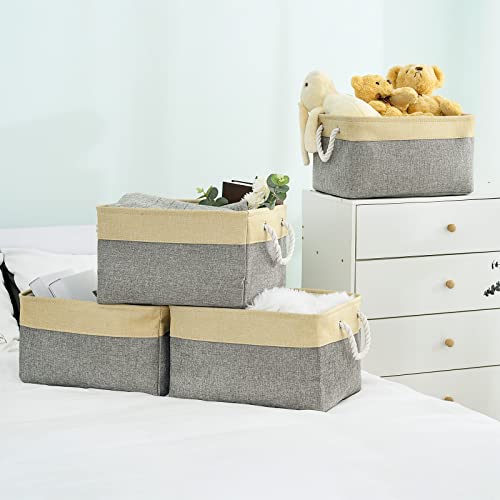 Storage Basket (Gold&Grey / Large - 15.7Lx11.8Wx8.3H)
